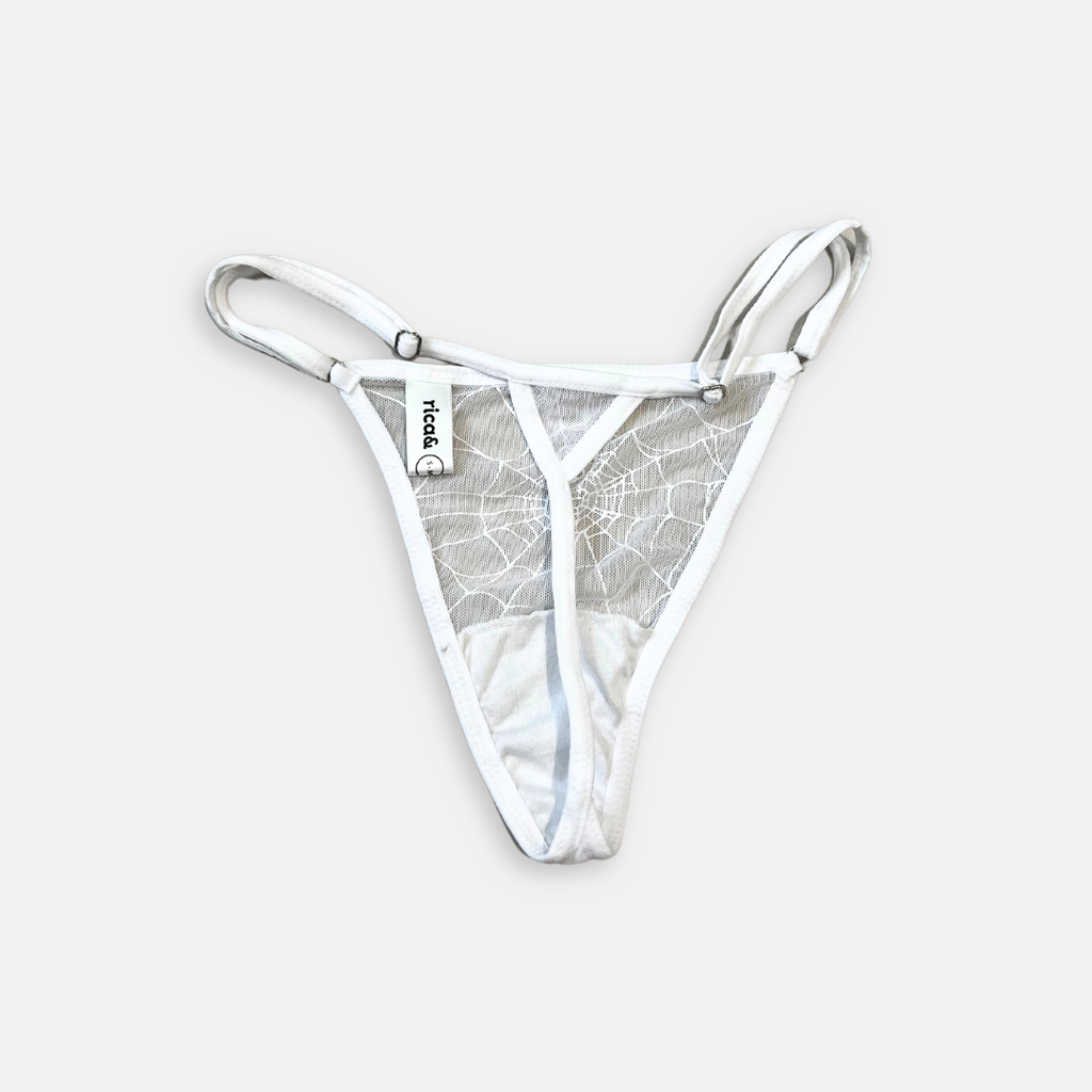 white web mesh mini thong