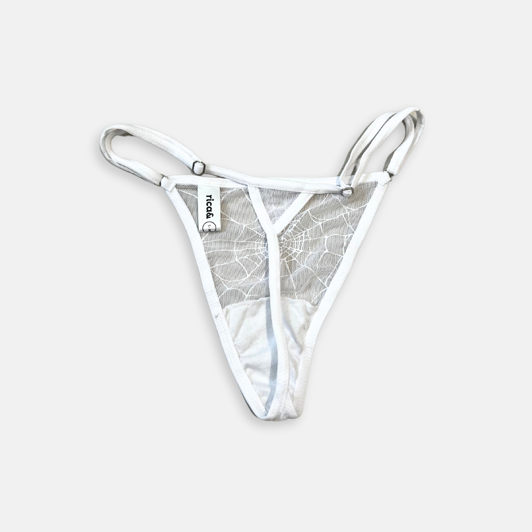 white web mesh mini thong