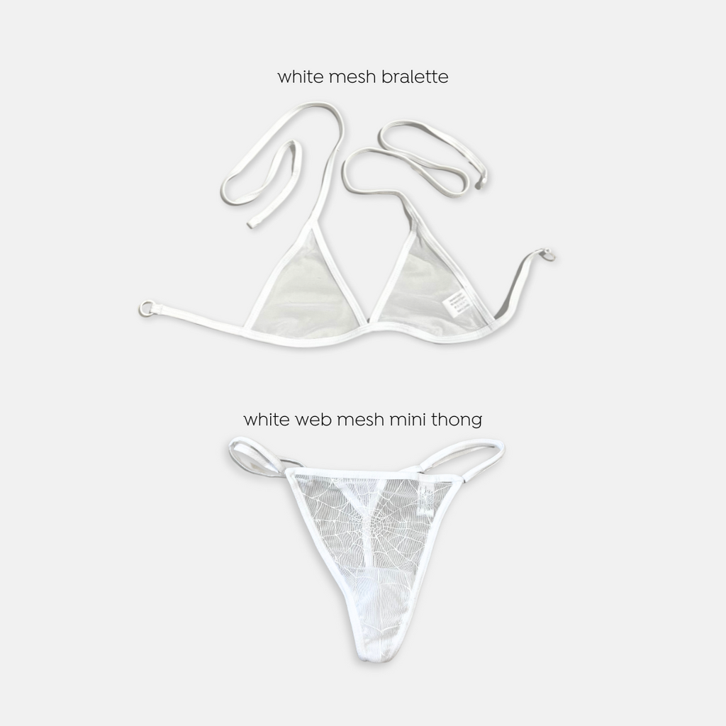 white web mesh mini thong