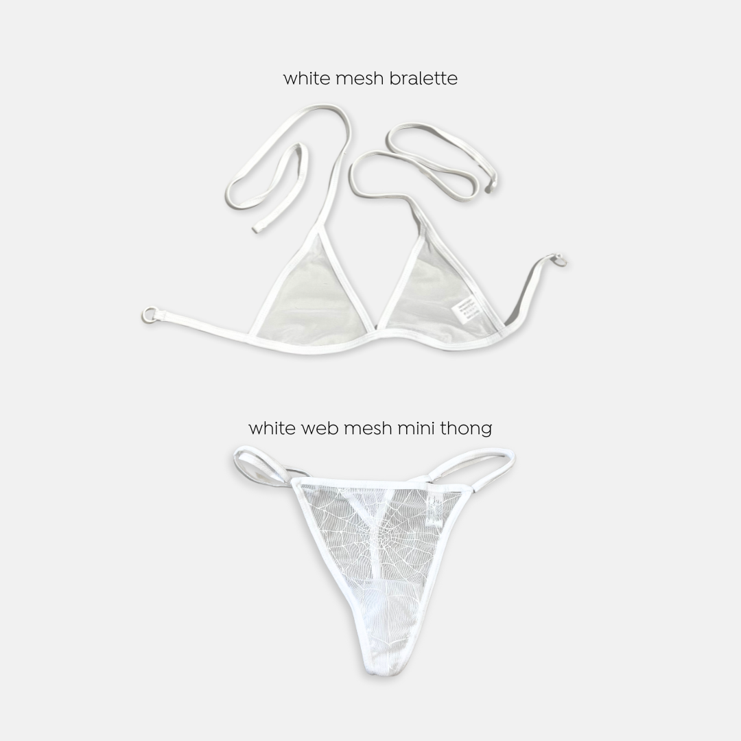 white web mesh mini thong