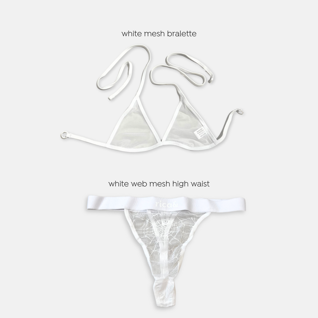 white web mesh high waist