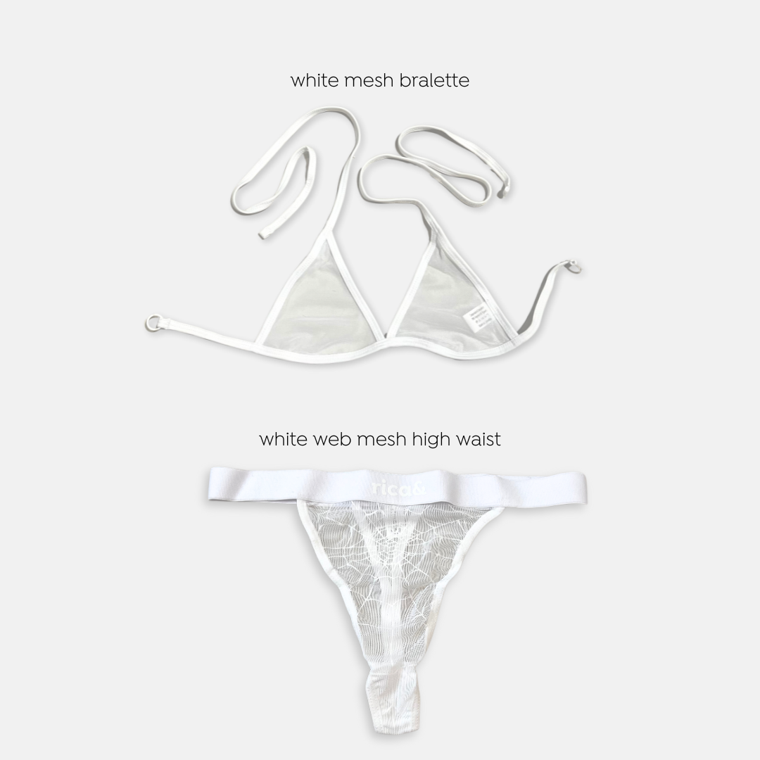 white web mesh high waist