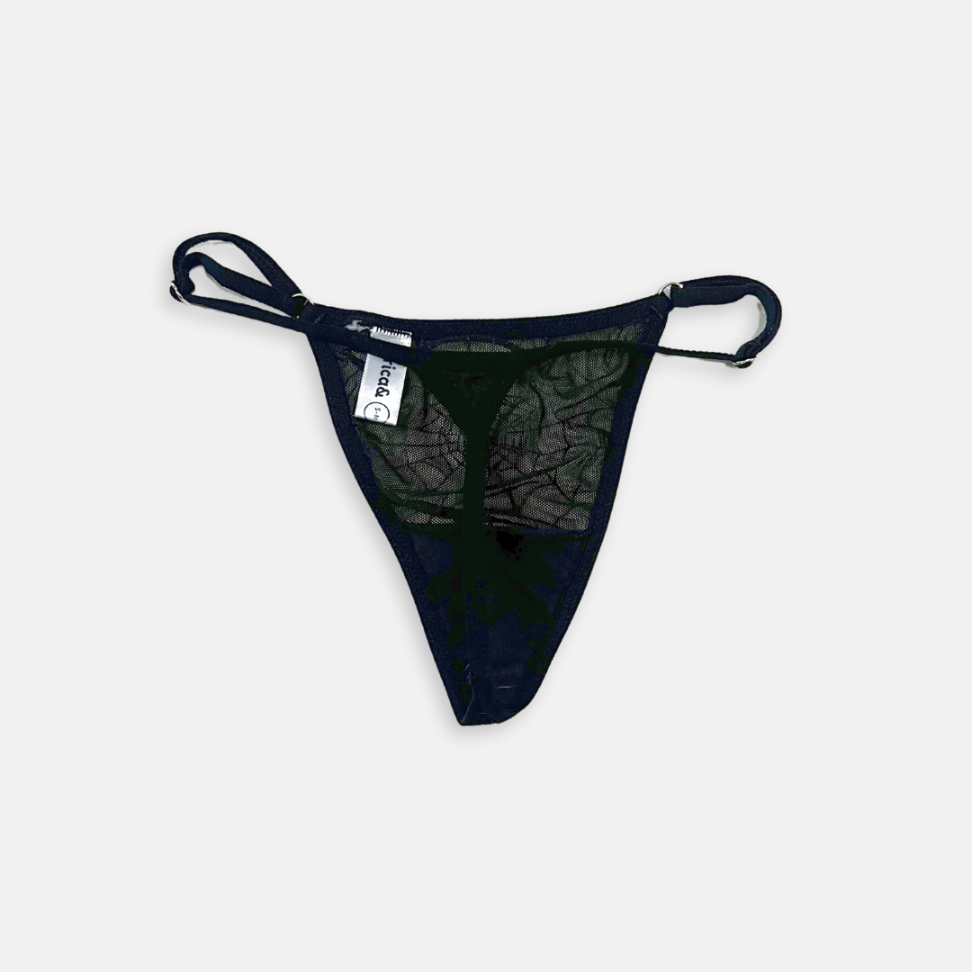 black web mesh mini thong