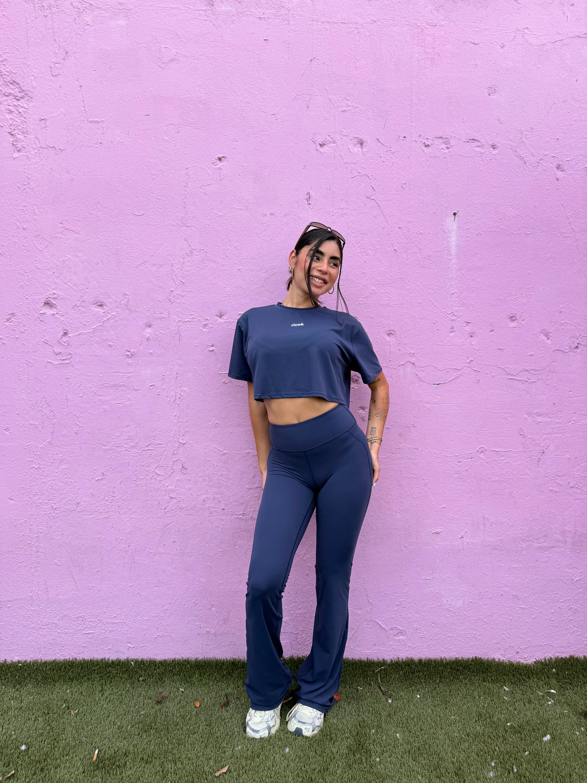 move crop top + legging dark blue