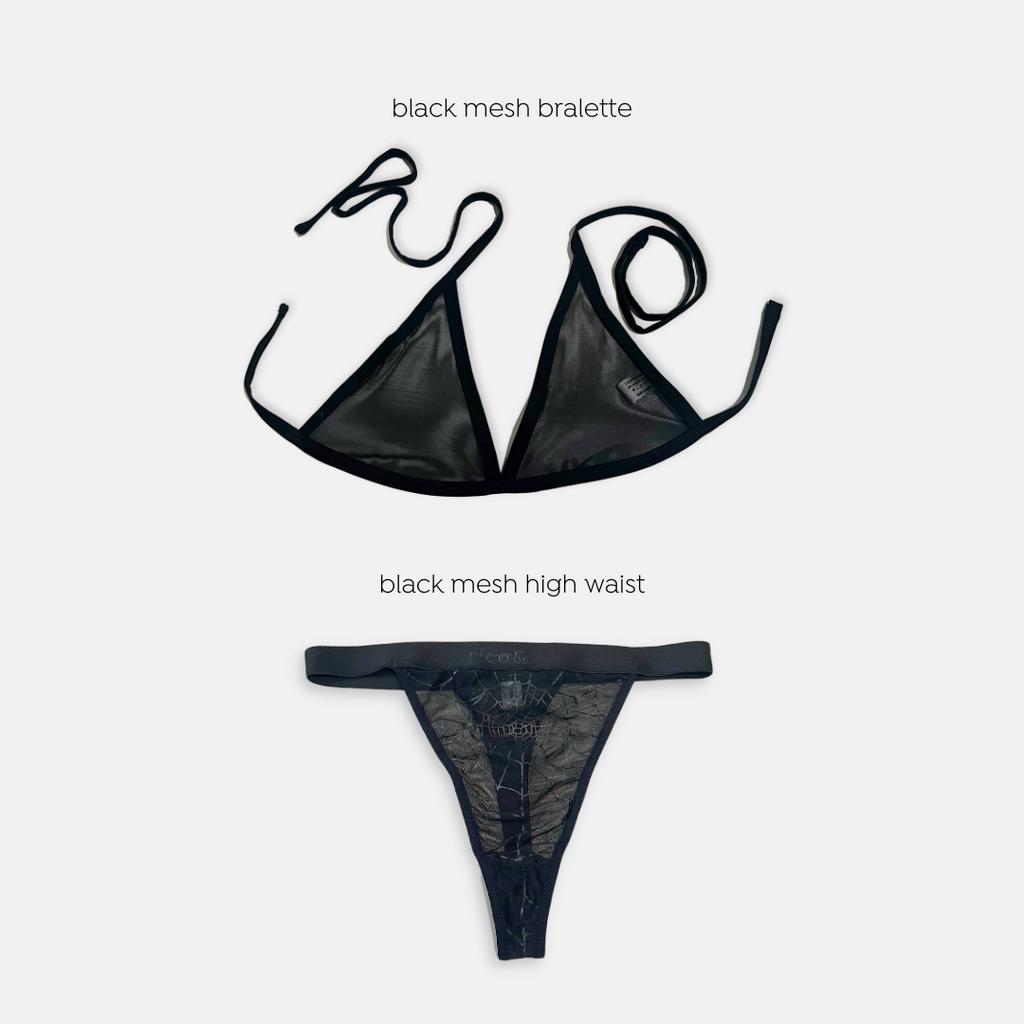 black web mesh high waist