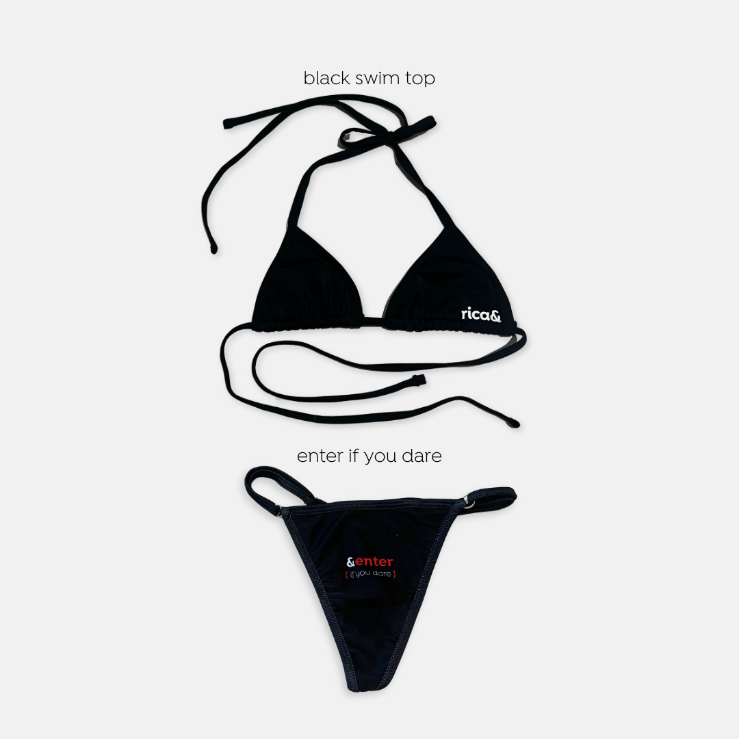 black swim top